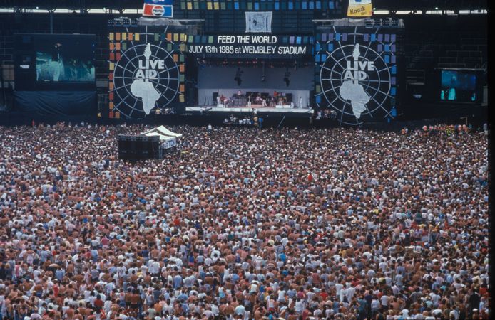 Live Aid in het Wembley Stadium (Londen).