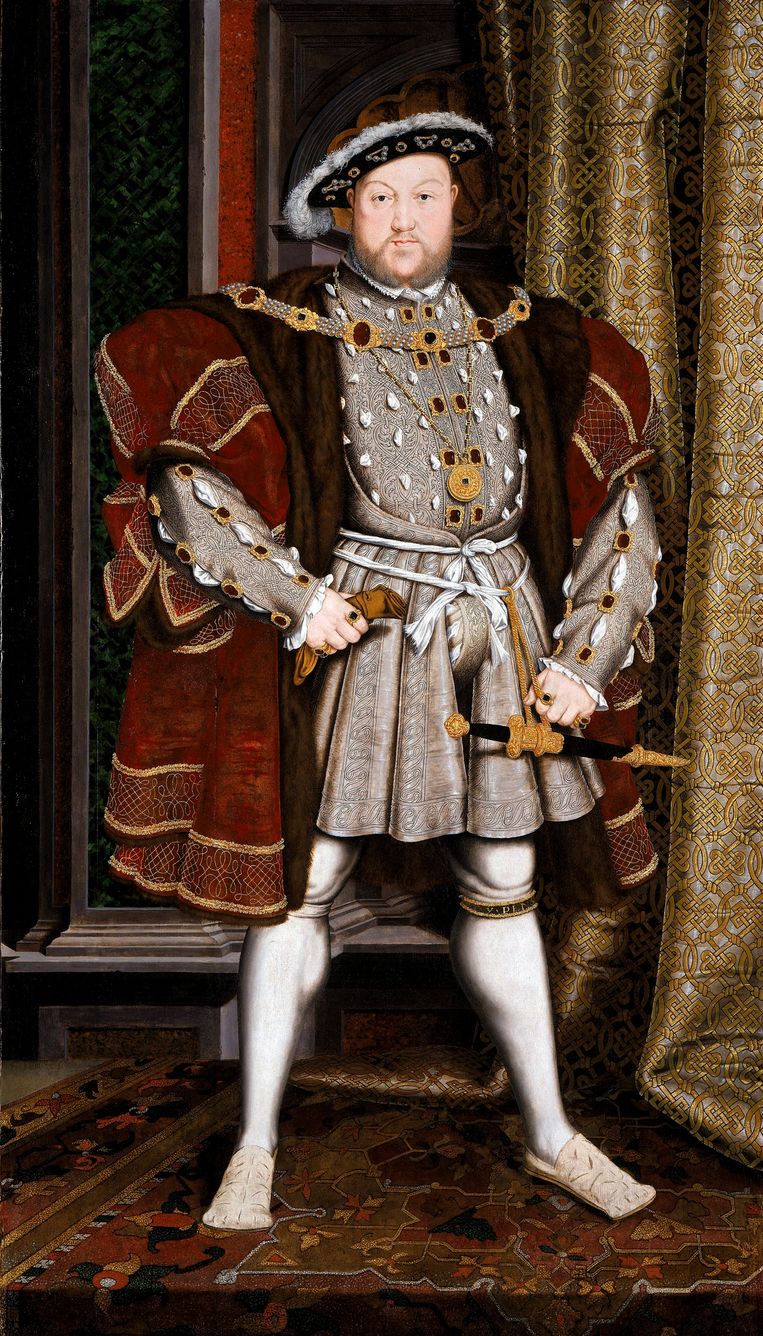 Hans Holbein de Jonge, portret van koning Hendrik VIII, 1537-47, olieverf op doek, Walker Art Gallery, Liverpool. Beeld Getty