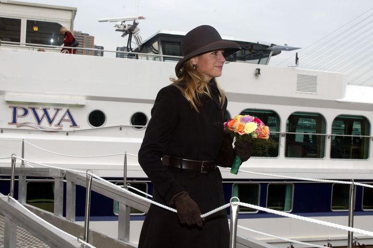  Máxima tijdens de doop van het schip ‘Prins Willem-Alexander’. Rotterdam, 6 februari 2003.  Beeld Getty Images