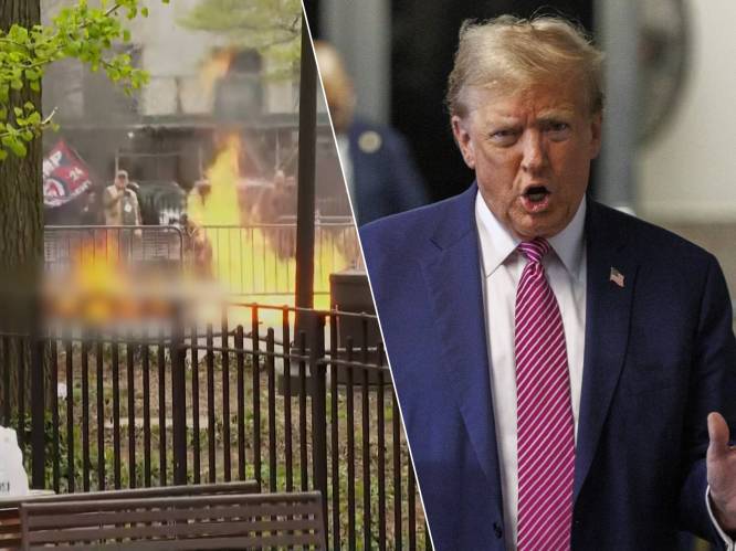 Man steekt zichzelf in brand bij rechtbank waar Trump-proces wordt gehouden: “Extreme daad van protest”