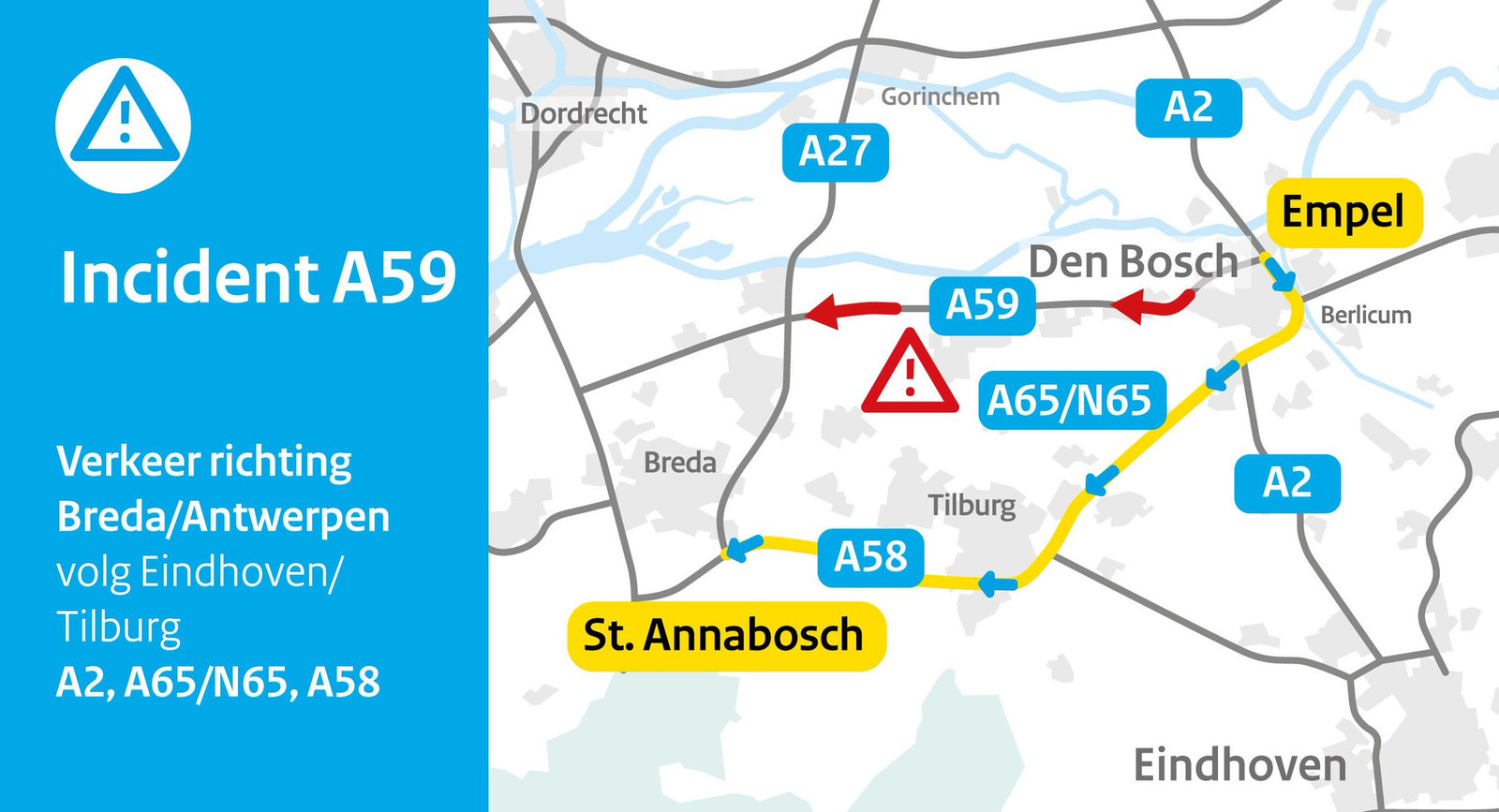 Ongeluk met meerdere voertuigen op A59: weg weer vrij | Foto | bd.nl
