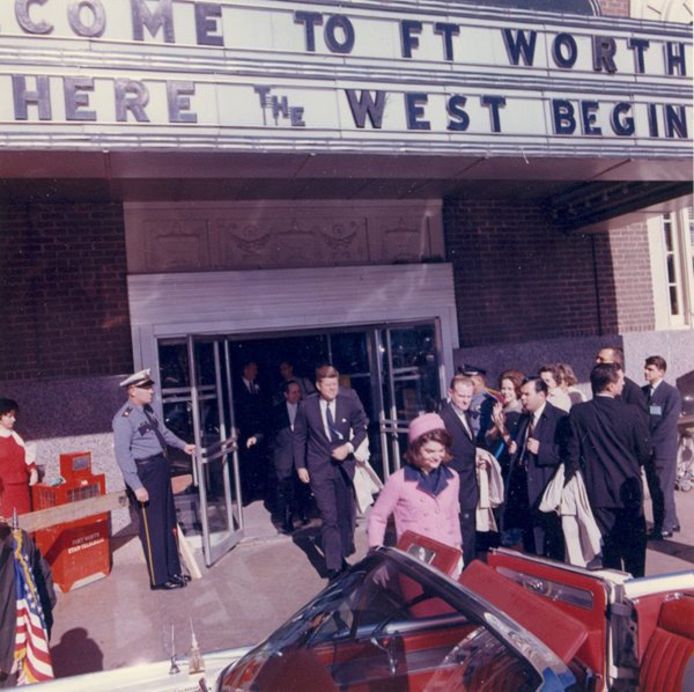 President John F. Kennedy and First Lady Jacqueline Kennedy then left the hotel on their way to Dallas.  They boarded the presidential plane, Air Force One, for this purpose.