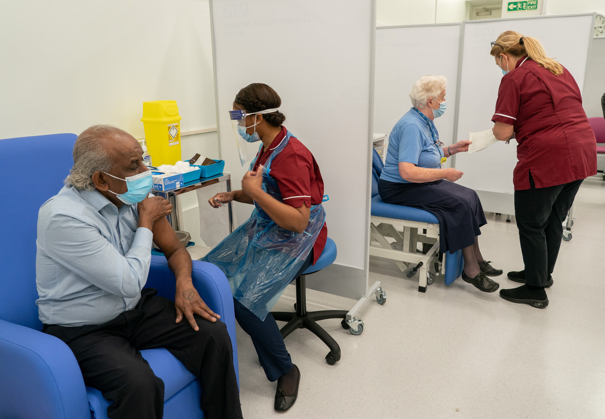 De vaccinatiehub van het Croydon University Hospital in Londen op de Britse 'V-day', 8 december. Beeld Reporters / iimages