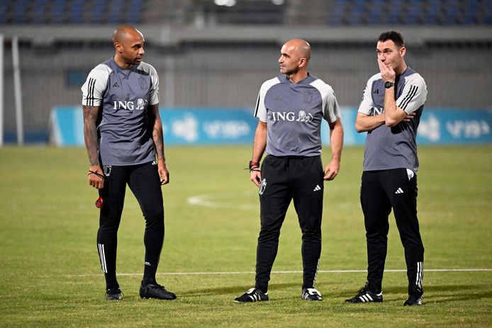 Thomas Vermaelen (rechts) werd na een succesvolle spelerscarrière assistent-coach van Roberto Martínez bij de Rode Duivels