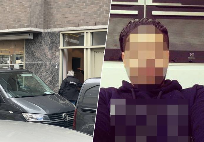 De politie was vorige week druk bezig aan het appartementsgebouw van het slachtoffer in Oostende (links) en  de 32-jarige verdachte E.S.