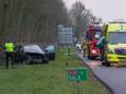 Bij het ongeval op de A35 bij Hengelo raakte de auto zwaar beschadigd.