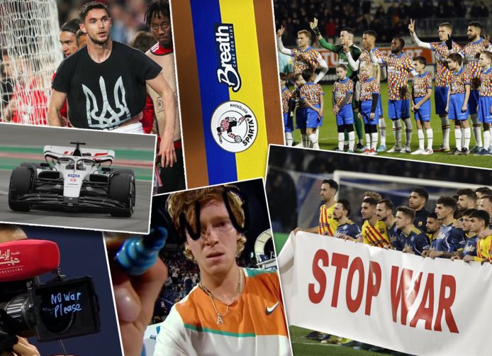 Steunbetuigingen vanuit de sportwereld voor Oekraïne.