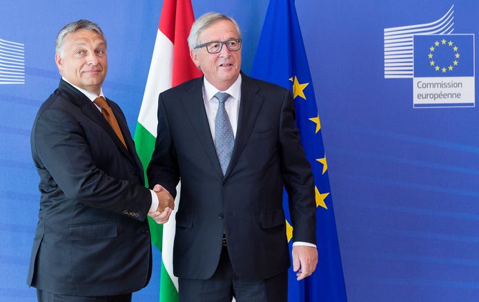 Viktor Orban en Jean-Claude Juncker in 2015.