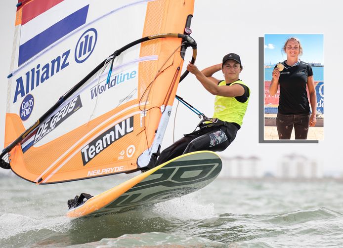 Lilian de Geus in actie bij het WK van 2021. Inzet: met de gouden plak.