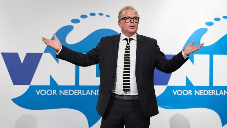 Lijsttrekker Jan Roos presenteert het verkiezingsprogramma van zijn partij VNL Beeld anp