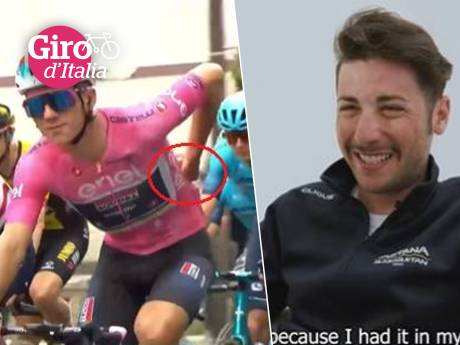 Bizar moment in Giro wanneer renner ei in achterzak Remco Evenepoel stopt: ‘Hij hoopte dat het hardgekookt was’