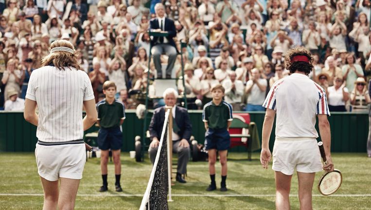 Sverrir Gudnason en Shia LaBeouf in Borg/McEnroe. Beeld  