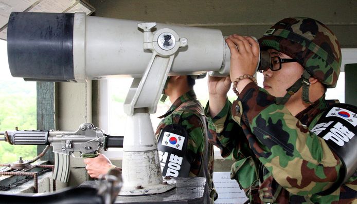 Zuid-Koreaanse grenswachten hielden hun buren in het noorden nauwlettend in de gaten, maar dat is eind van de maand afgelopen