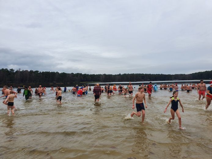Ruim 150 ijsberen trotseren eerste editie van nieuwjaarsduik in De