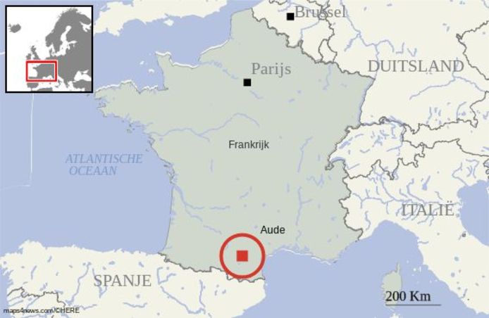 Al zes mensen zijn om het leven gekomen door noodweer in het Zuid-Franse departement Aude.