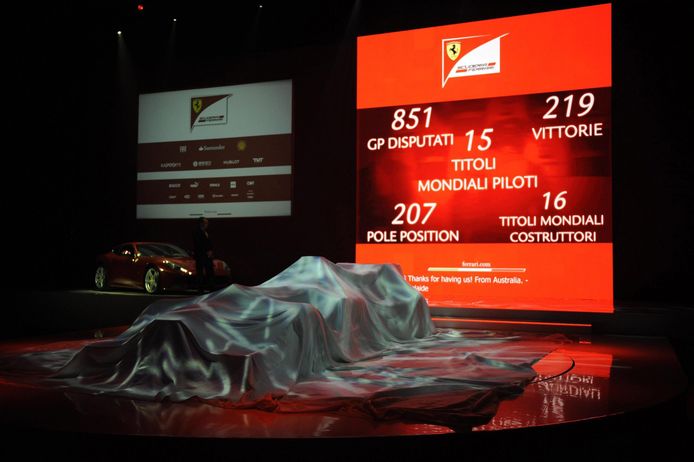 De presentatie van de Ferrari in 2013.