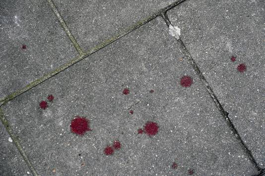 De Tiensesteenweg lag vol bloedvlekken na de steekpartij. De daders gingen aan de haal met de inhoud van de kassa, goed voor zo'n 2.000 euro.