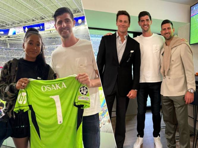 “Met de GOAT’s”: Courtois tijdens Clásico op de foto met mede-sportsterren Brady, Djokovic en Osaka