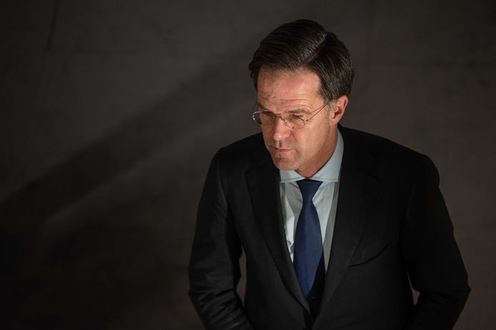 Premier Mark Rutte na afloop van de ingelaste top met de regeringsleiders van de EU-landen over het conflict tussen Rusland en Oekraïne.