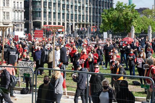 De eventsector trok vandaag de straat op in Londen om te protesteren tegen de coronamaatregelen.