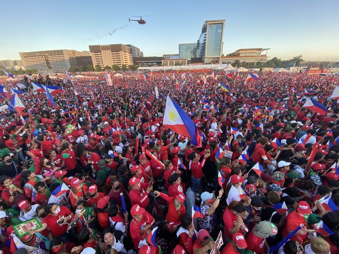 Aanhangers van Duterte tijdens een campagnebijeenkomst voorbije zaterdag.