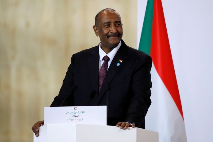 Abdel Fattah al-Burhan, chairman of Sudan's transitional council since April 12, 2019, at a news conference in May 2021. Al-Burgan is expected to make a statement about the current situation soon.  (REUTERS/Sarah Meyssonnier)