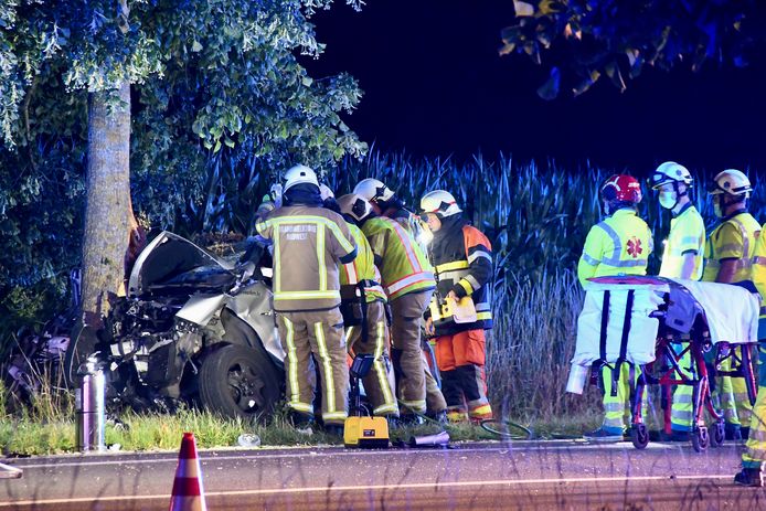 Het kostte de brandweer ruim een uur om de 25-jarige bestuurder te bevrijden, na de klap tegen een boom langs de Meulebeeksesteenweg in Tielt.
