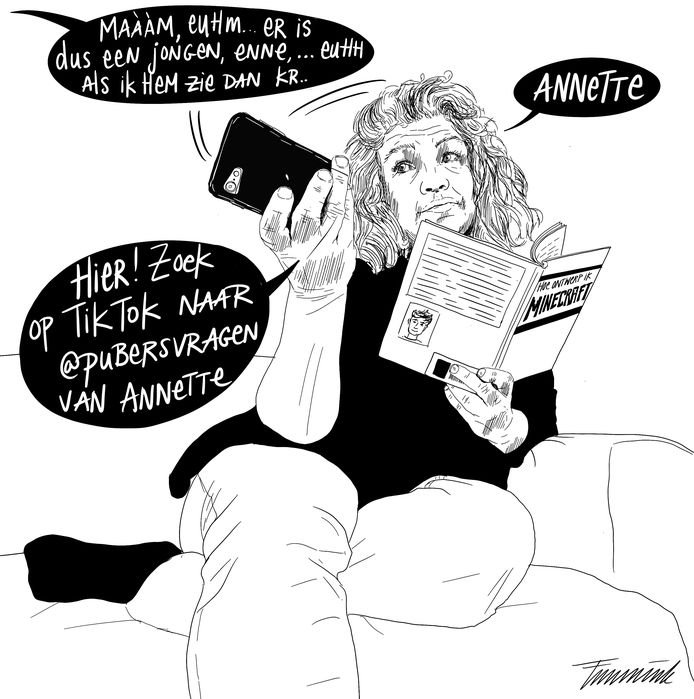 cartoon bij @pubersvragen