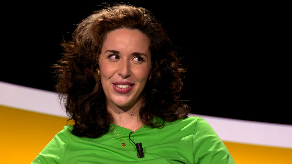 Wiam tijdens haar deelname in ‘De slimste mens ter wereld’ op Play4.  Beeld Play 4