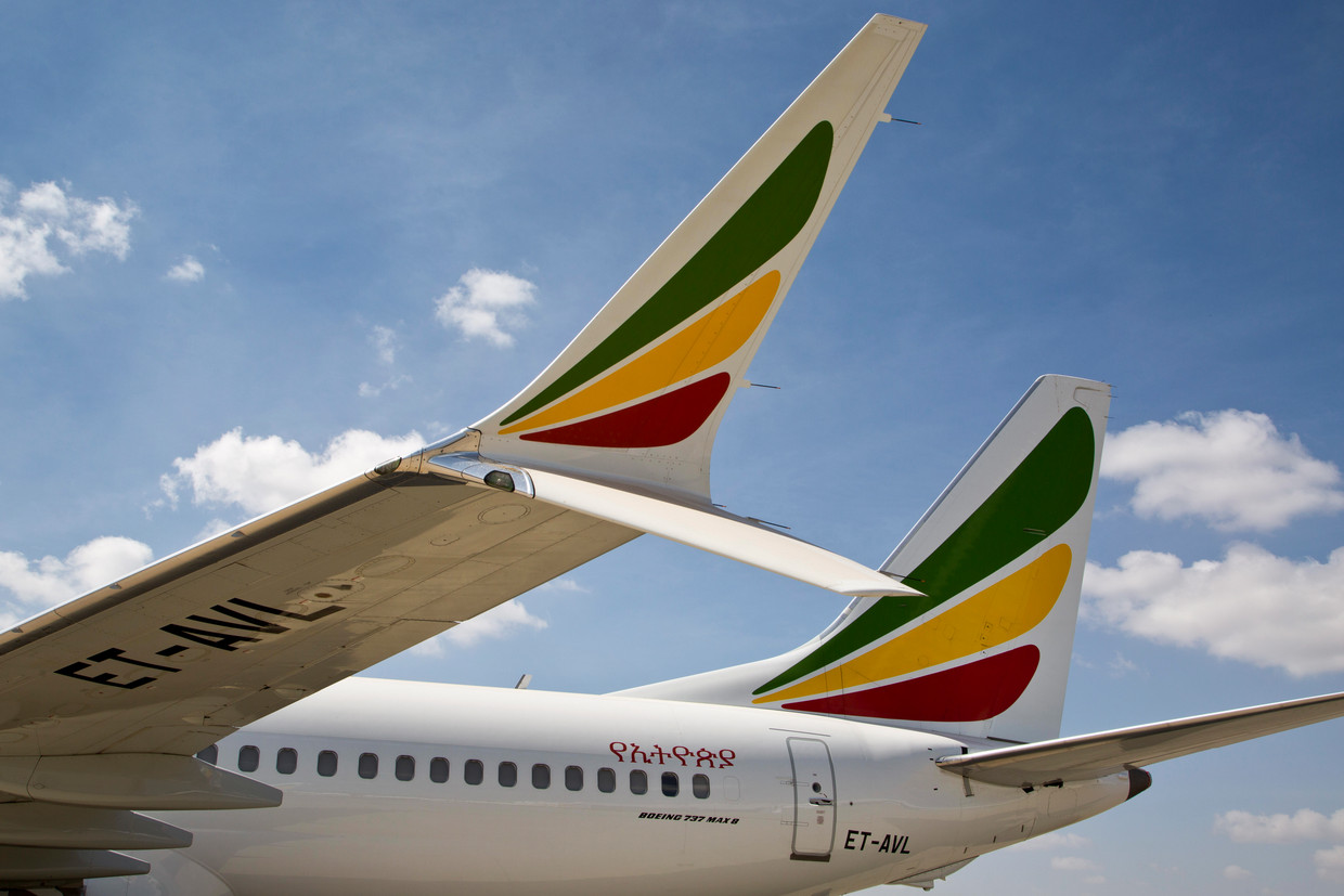 Een Boeing 737 Max 8 van Ethiopian Airlines. Beeld AP