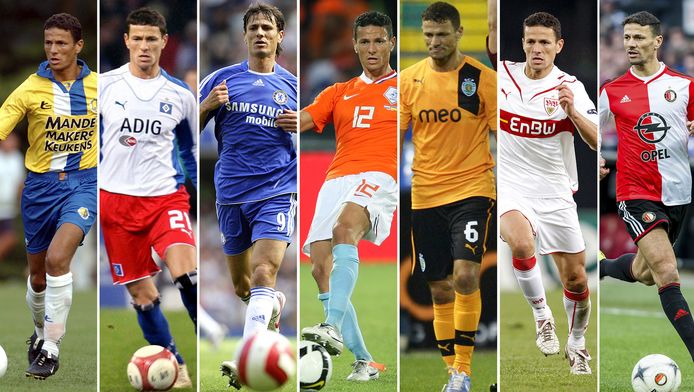 Khalid Boulahrouz, vlnr als speler van RKC, HSV, Chelsea, Oranje, Sporting, Stuttgart en Feyenoord.