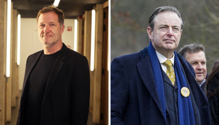 PS-voorzitter Paul Magnette (l.) en N-VA-voorzitter Bart De Wever (r.). Beeld Kristof Ghyselinck / ANP/EPA