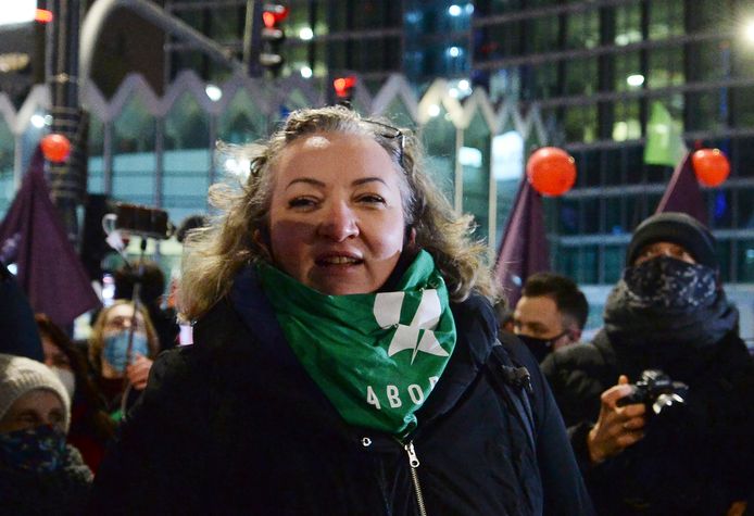 Marta Lempart, een van de leiders van de protesten tegen de strengere abortuswet.