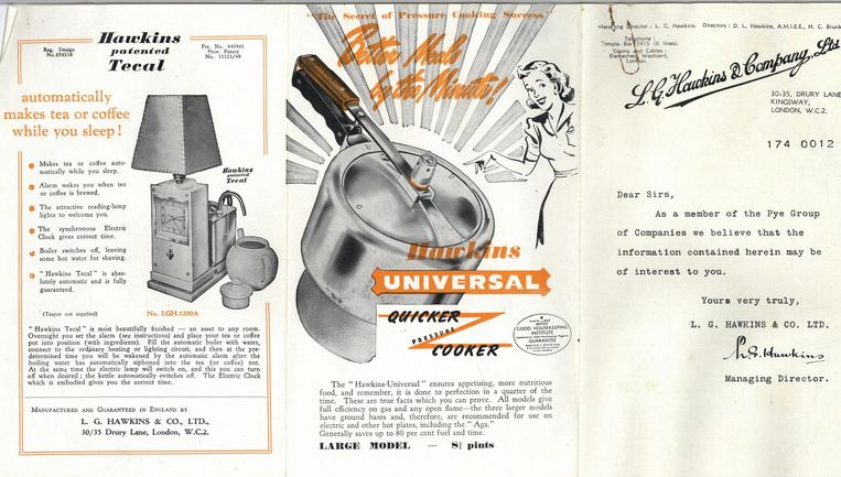 Advertentie voor een snelkookpan met ventiel, maar nog zonder drukregelaar, 1936. Beeld getty