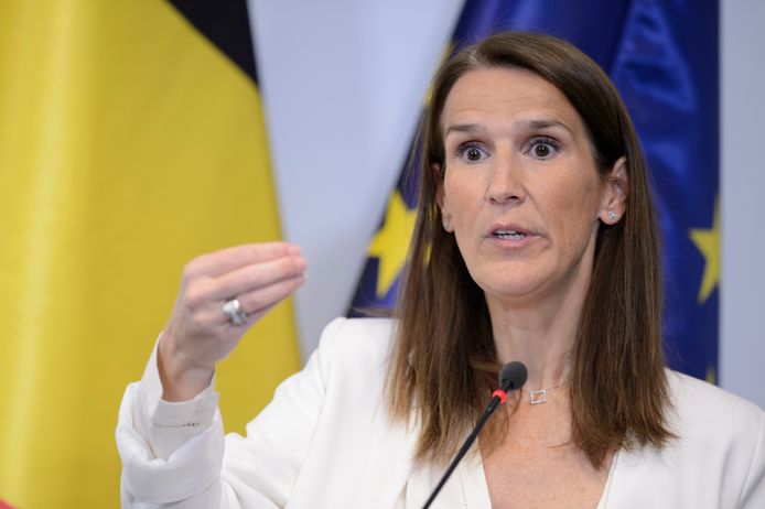 Sophie Wilmès lors de la conférence de presse de ce mercredi.