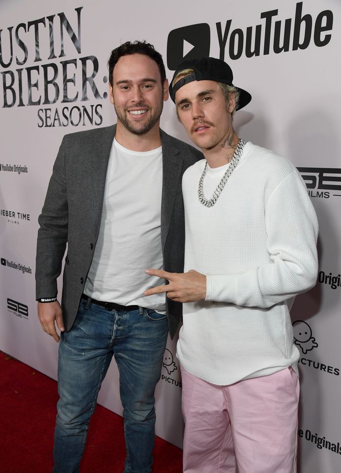 Scooter Braun and Justin Bieber in 2020.