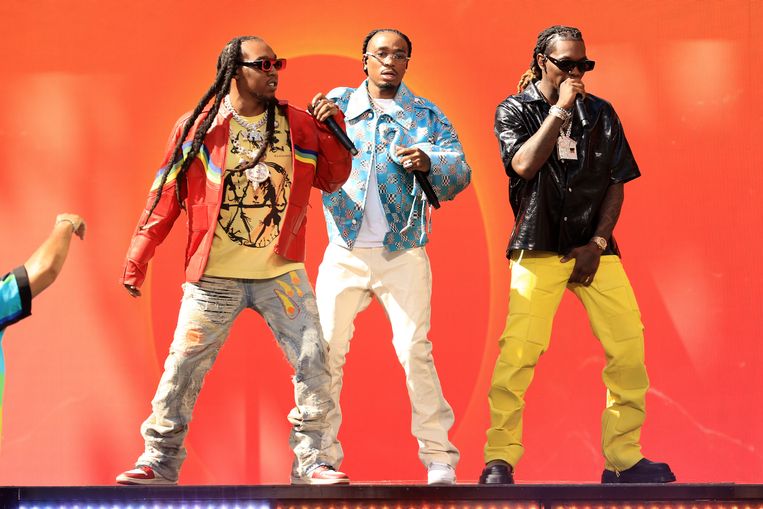 Takeoff, Quavo en Offset, beter bekend als traptrio Migos. Die eerste werd eind vorig jaar doodgeschoten in Houston.  Beeld NBCU Photo Bank via Getty Images