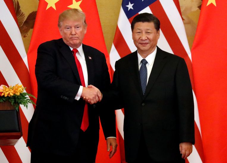 Amerikaans president Donald Trump met zijn Chinese collega Xi Jinping. Beeld REUTERS