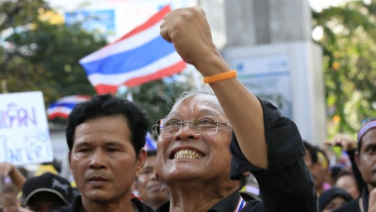 Suthep Thaugsuban, leider van het protest tegen de Thaise regering. Beeld epa