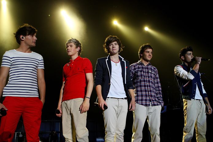 One Direction in 2012, met Louis Tomlinson, Niall Horan, Harry Styles, Liam Payne en Zayn Malik