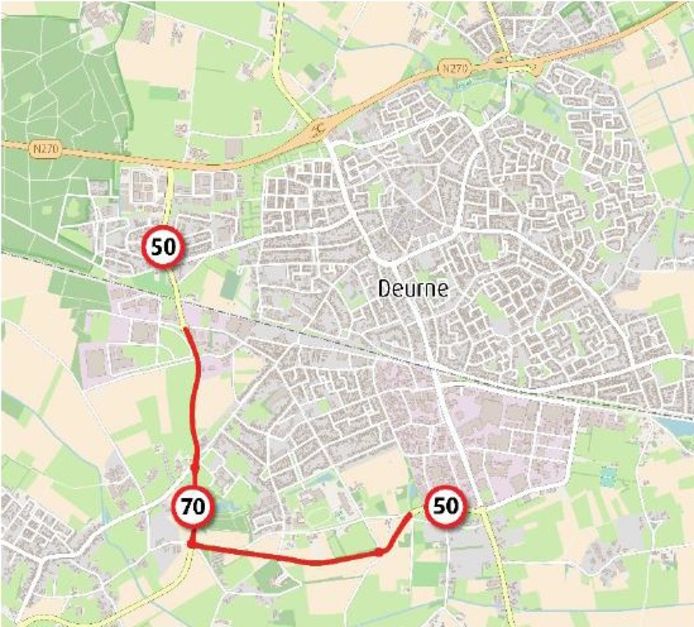 Kaartje randweg Deurne ten tijde van de plannen in 2017-2018