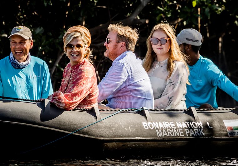 Koning Willem Alexander, Koningin Maxima en Prinses Amalia bregen een bezoek aan het Caribisch deel van het Koninkrijk. Beeld Brunopress