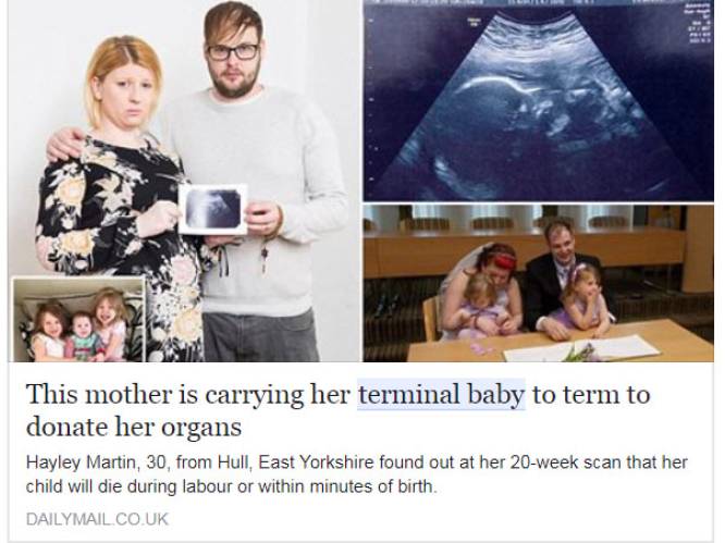 Hun kindje zal doodgeboren worden, maar toch voltooien ze de zwangerschap zodat de organen andere kindjes kunnen redden