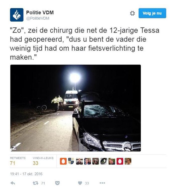 De tweet van de politie