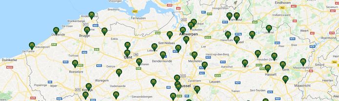 Deze McDonald's-restaurants in Vlaanderen en het Brussels Gewest beschikken over een McDrive.