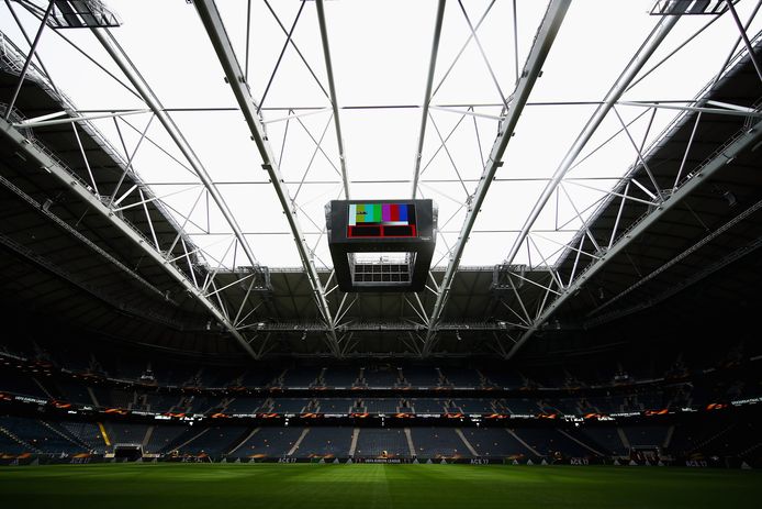De Friends Arena in Solna, waar Ajax en Manchester United morgenavond tegenover elkaar staan.
