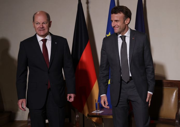 De Duitse bondskanselier Scholz en de Franse president Macron in Praag begin oktober.