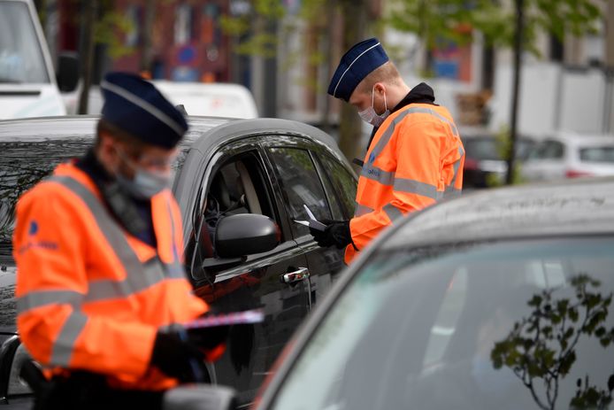 Politiecontrole in Brussel.