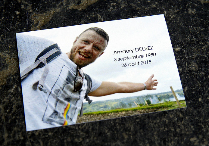 De herdenkingsfoto voor Amaury Delrez die na zijn uitvaart werd uitgedeeld.