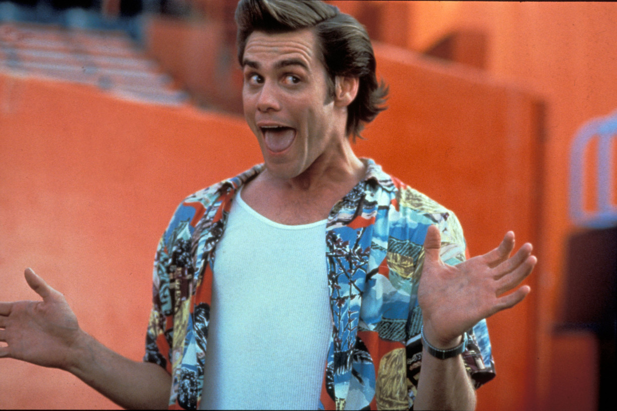 Jim Carrey in Ace Ventura: Pet Detective. Beeld 